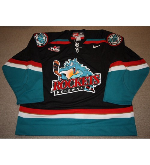 Custom WHL Kelowna Rockets 01 09 Premier Road Hockey Jersey Black